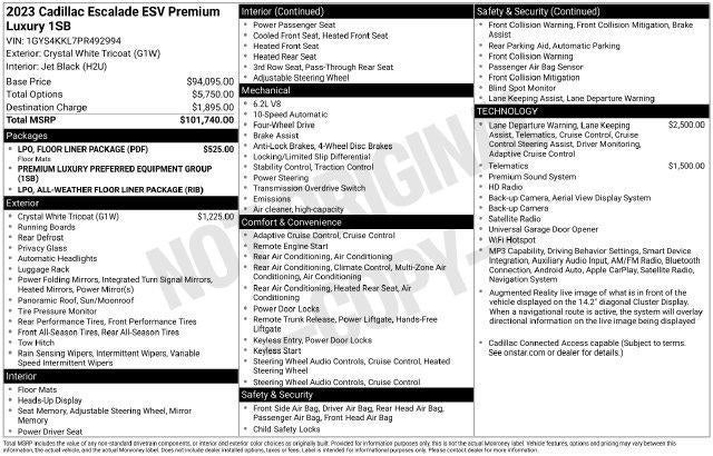 2023 Cadillac Escalade ESV 4WD Premium Luxury