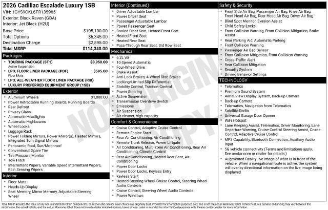 2026 Cadillac Escalade 4WD Luxury