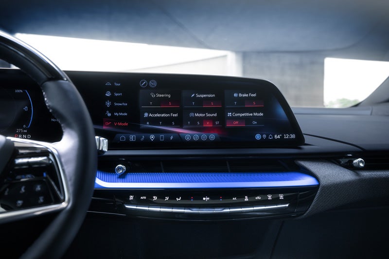 The 2026 OPTIQ-V Display Screen Displaying the V-Mode Settings | Morris Cadillac in NORTH OLMSTED OH