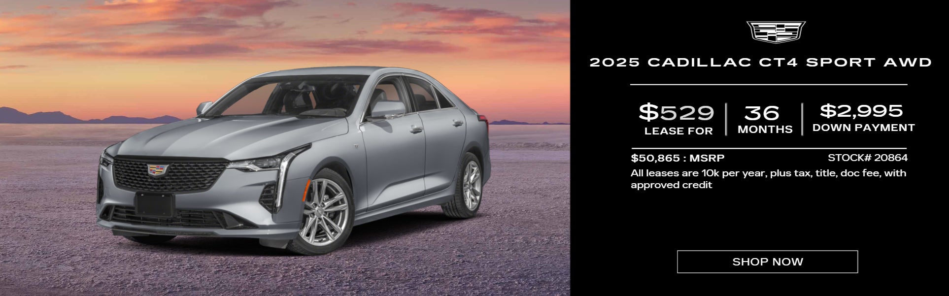 Metallic Gray CT4 ON SUNSET BACKGROUND LEASE OFFER