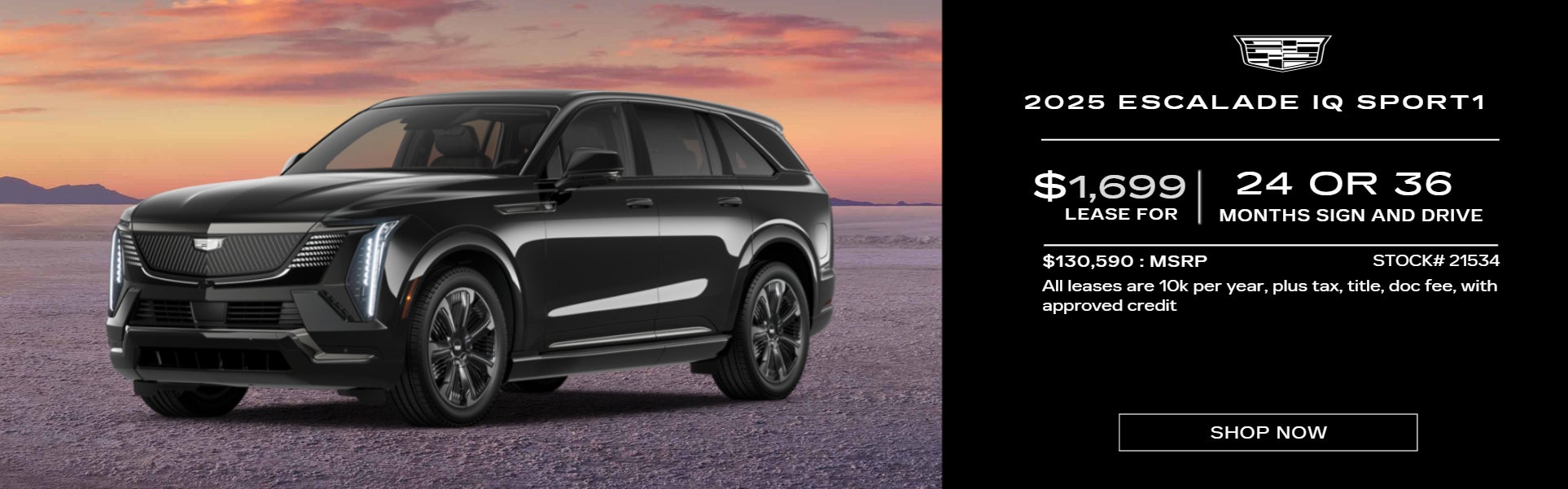 Metallic BLACK ESCALADE IQ ON SUNSET BACKGROUND LEASE OFFER