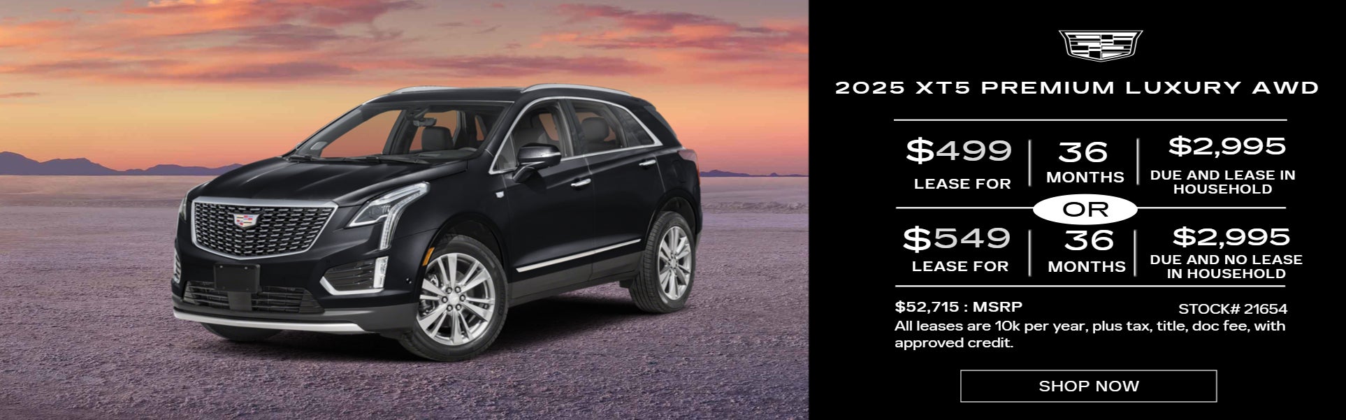 Metallic BLACK XT5 ON SUNSET BACKGROUND LEASE OFFER
