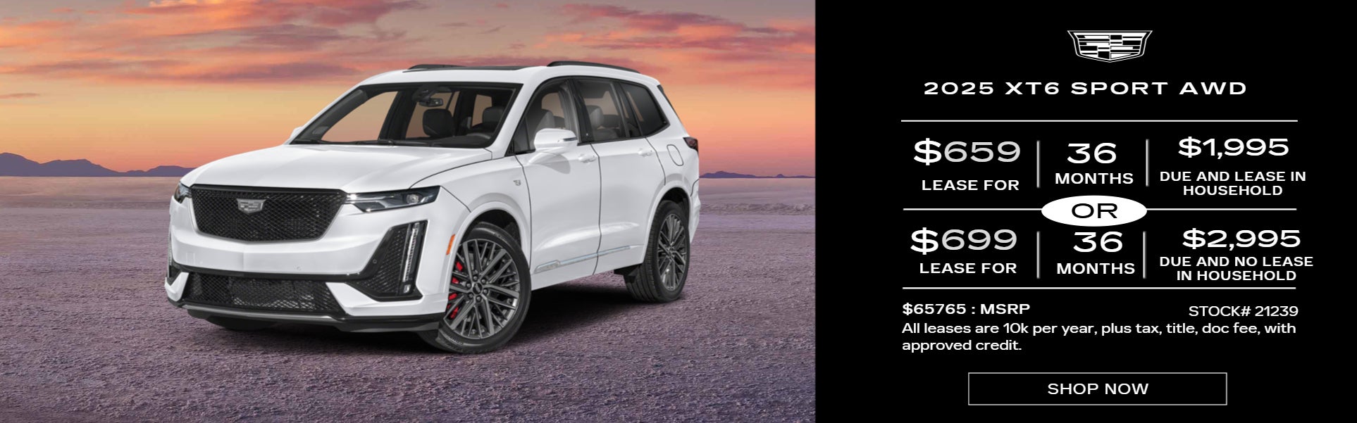 WHITE XT6 ON SUNSET BACKGROUND LEASE OFFER