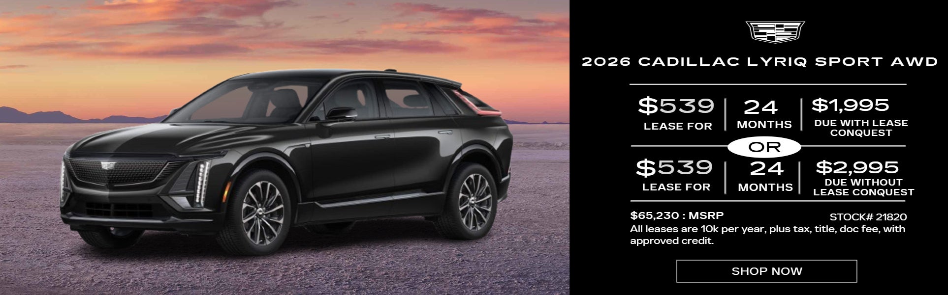 BLACK LYRIQ SPORT ON SUNSET BACKGROUND LEASE OFFER