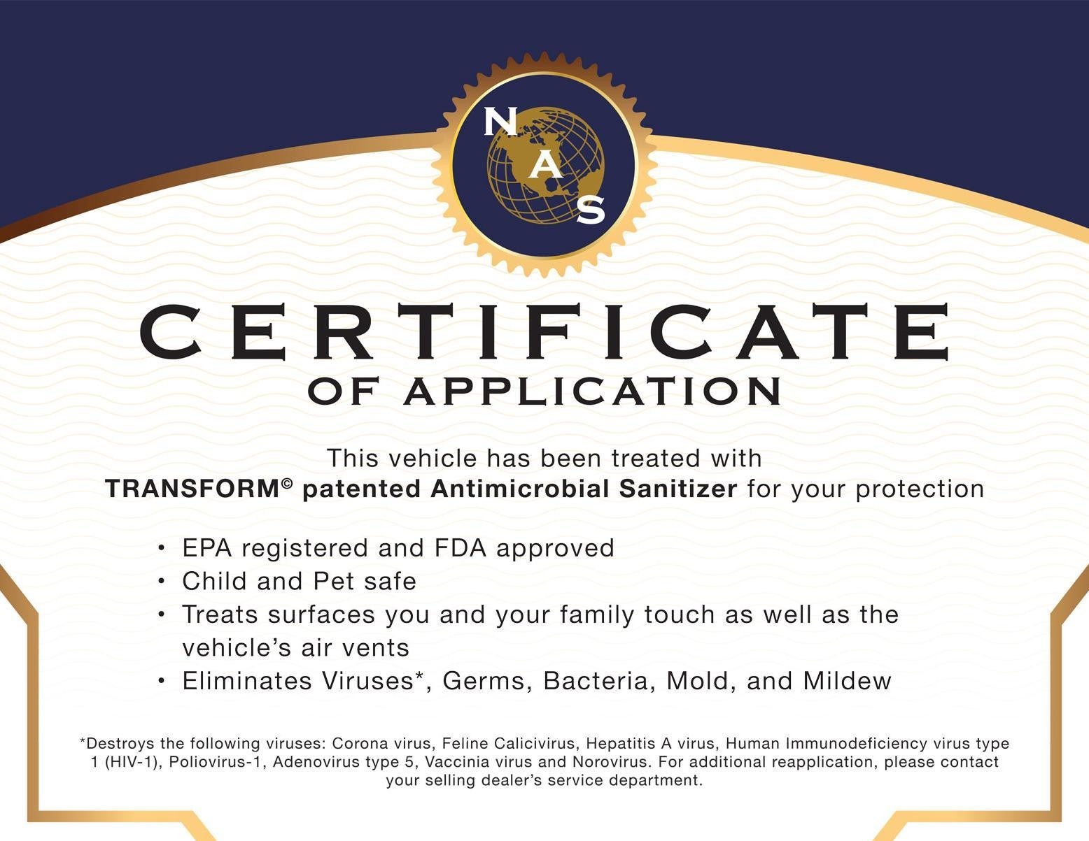 Certificate of Application